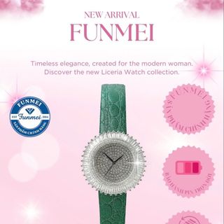ĐỒNG HỒ NỮ CHÍNH HÃNG FUNMEI F2077 MẶT TRẮNG ĐÁ CZ FULLBOX TEM KÈM DÂY CHUYỀN