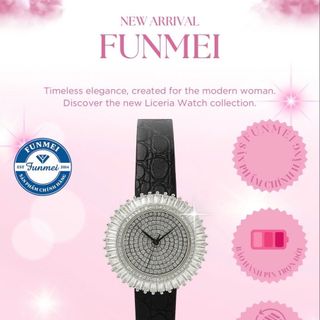ĐỒNG HỒ NỮ CHÍNH HÃNG FUNMEI F2077 MẶT TRẮNG ĐÁ CZ FULLBOX TEM KÈM DÂY CHUYỀN