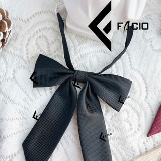 Nơ đeo cổ nữ Facio poly caro nhỏ thắt sẵn đuôi dài X20
