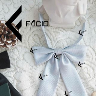 Nơ đeo cổ nữ Facio poly caro nhỏ thắt sẵn đuôi dài X20