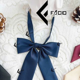 Nơ đeo cổ nữ Facio poly caro nhỏ thắt sẵn đuôi dài X20