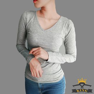 Áo thun nữ Facio cổ tim tay dài form ôm W06