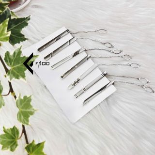 Kẹp cà vạt họa tiết Facio kim loại trắng AT01