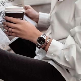 ĐỒNG HỒ NAM NỮ CAO CẤP D WELLINGTON ICONIC THÉP BẠC MẶT ĐEN FULLBOX HỘP NƠ