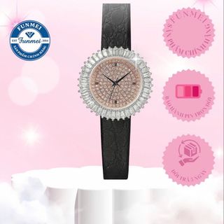 ĐỒNG HỒ NỮ CHÍNH HÃNG FUNMEI F2077 MẶT HỒNG ĐÁ CZ FULLBOX TEM KÈM DÂY CHUYỀN