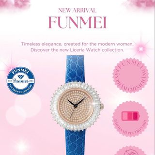 ĐỒNG HỒ NỮ CHÍNH HÃNG FUNMEI F2077 MẶT HỒNG ĐÁ CZ FULLBOX TEM KÈM DÂY CHUYỀN