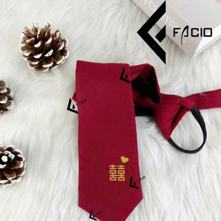 Cà vạt cưới Facio thắt sẵn dây kéo C0027