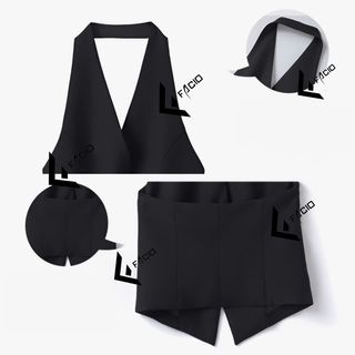 Áo gile nữ Facio cổ yếm chồng đầu hở lưng Z17