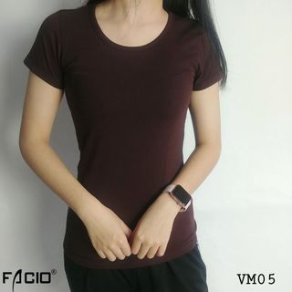 Áo thun nữ cổ tròn ôm body Facio thun poly V05