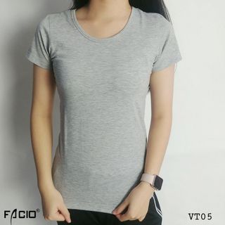 Áo thun nữ cổ tròn ôm body Facio thun poly V05