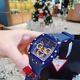 ĐỒNG HỒ NAM NỮ CAO CẤP GUECS MẶT CHỮ NHẬT CHONOGRAP DÂY SILICON GIÁ MỚI