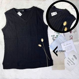 Áo gile len Facio unisex cổ tim dáng ôm Hàn Quốc T001