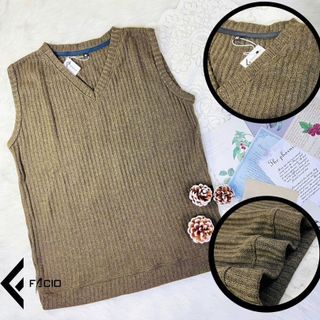 Áo gile len Facio unisex cổ tim dáng ôm Hàn Quốc T001