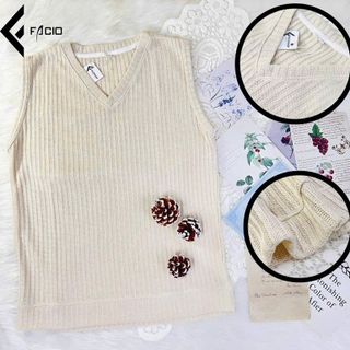 Áo gile len Facio unisex cổ tim dáng ôm Hàn Quốc T001