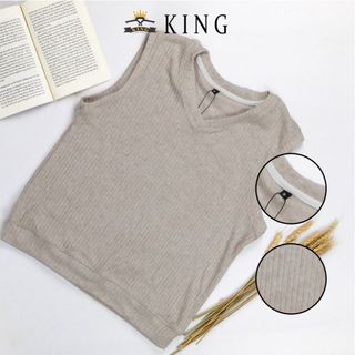 Áo gile len Facio unisex cổ tim dáng ôm Hàn Quốc T001