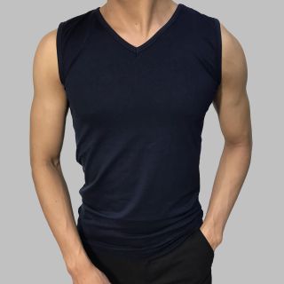 Áo ba lỗ nam cổ tim ôm body Facio thun poly U09