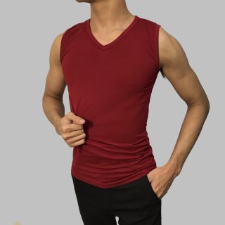 Áo ba lỗ nam cổ tim ôm body Facio thun poly U09