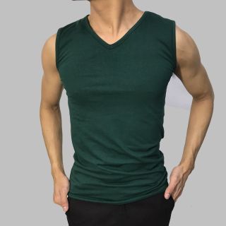 Áo ba lỗ nam cổ tim ôm body Facio thun poly U09