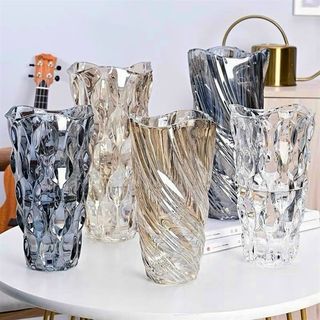 Lọ Hoa Thủy Tinh Xanh .Vàng, 7S Đẹp YH 25cm (THÙNG 12C)