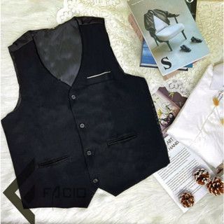 Áo Gile Nam Facio Shop Cổ Tim 4 Nút Lưng Vải Bóng Z010