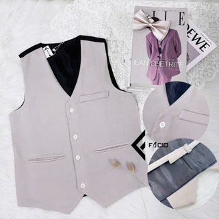 Áo Gile Nam Facio Cổ Tim 4 Nút Lưng Vải Bóng Z010