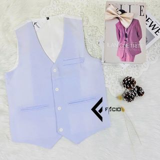 Áo Gile Nam Facio Cổ Tim 4 Nút Lưng Vải Bóng Z010