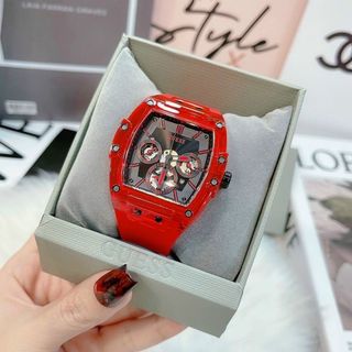 ĐỒNG HỒ NAM NỮ CAO CẤP GUECS MẶT CN CHONOGRAP SILICON ĐỎ GIÁ MỚI