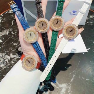 ĐỒNG HỒ NỮ CHÍNH HÃNG FUNMEI F2077 MẶT VÀNG ĐÁ CZ FULLBOX TEM KÈM DÂY CHUYỀN