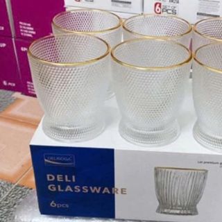 BỘ 6 LY CHẤM BI VIỀN VÀNG 280ML DSKB162-1BR (T8)