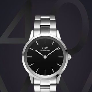 ĐỒNG HỒ NAM NỮ CAO CẤP D WELLINGTON ICONIC THÉP BẠC MẶT ĐEN FULLBOX HỘP NƠ