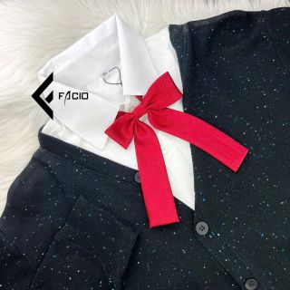 Nơ đeo cổ nữ Facio poly sẹc thắt sẵn đuôi dài X017