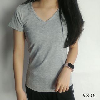 Áo thun nữ cổ tim ôm body Facio thun poly V06