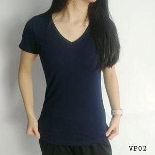 Áo thun nữ cổ tim ôm body Facio thun poly V06