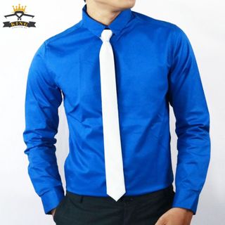 Áo sơ mi nam Facio lụa trơn tay dài cổ bẻ S01