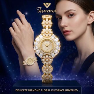 ĐỒNG HỒ NỮ CHÍNH NGẠCH FUNMEI F2158 ĐÍNH ĐÁ CZ FULLBOX HOÁ ĐƠN