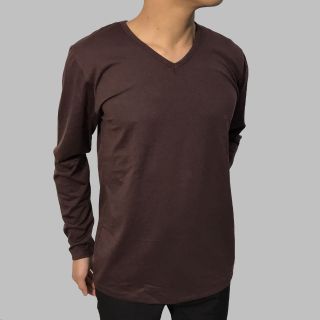 Áo thun nam Facio cổ tim tay dài thun poly W02
