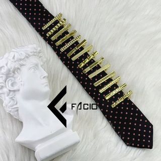 Kẹp cà vạt nam màu vàng bản lớn Facio AV01