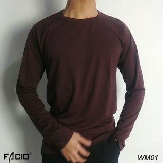 Áo thun nam Facio cổ tròn tay dài thun poly W01