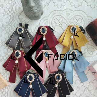 Nơ đeo cổ nữ Facio poly đính phụ kiện thắt sẵn X27