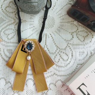 Nơ đeo cổ nữ Facio poly đính phụ kiện thắt sẵn X27