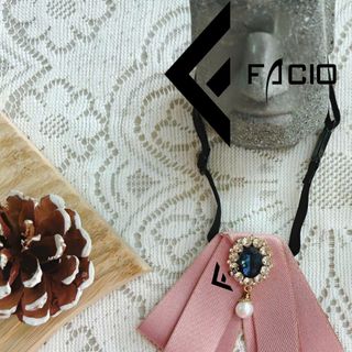 Nơ đeo cổ nữ Facio poly đính phụ kiện thắt sẵn X27