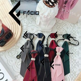 Nơ đeo cổ nữ Facio poly đính vòng thắt sẵn đuôi dài X26