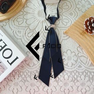 Nơ đeo cổ nữ Facio poly đính vòng thắt sẵn đuôi dài X26