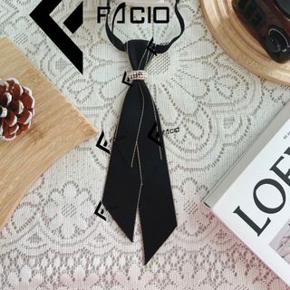 Nơ đeo cổ nữ Facio poly đính vòng thắt sẵn đuôi dài X26