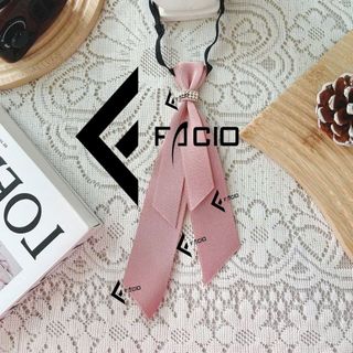 Nơ đeo cổ nữ Facio poly đính vòng thắt sẵn đuôi dài X26