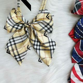 Nơ đeo cổ nữ Facio phi bóng họa tiết thắt sẵn X030