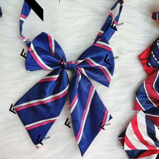 Nơ đeo cổ nữ Facio phi bóng họa tiết thắt sẵn X030