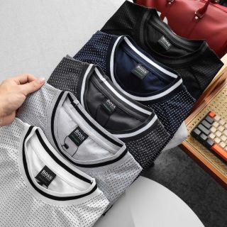 Áo thun BOSS nam kết hợp bo dệt.  Chất  Cotton 100% 4c.  Dày Mịn mát.