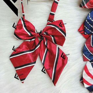 Nơ đeo cổ nữ Facio phi bóng họa tiết thắt sẵn X030