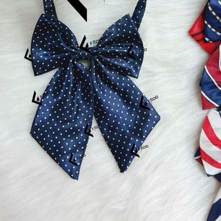 Nơ đeo cổ nữ Facio phi bóng họa tiết thắt sẵn X030